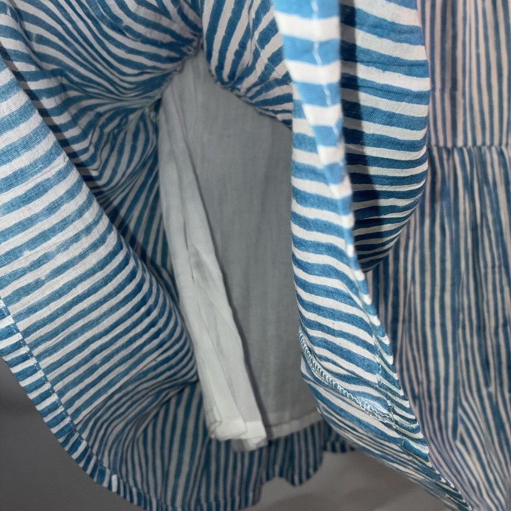 India Collection Emerson Fry Isla Dress Sunday Stripe Blue White Tiered Mini XS - Picture 5 of 8